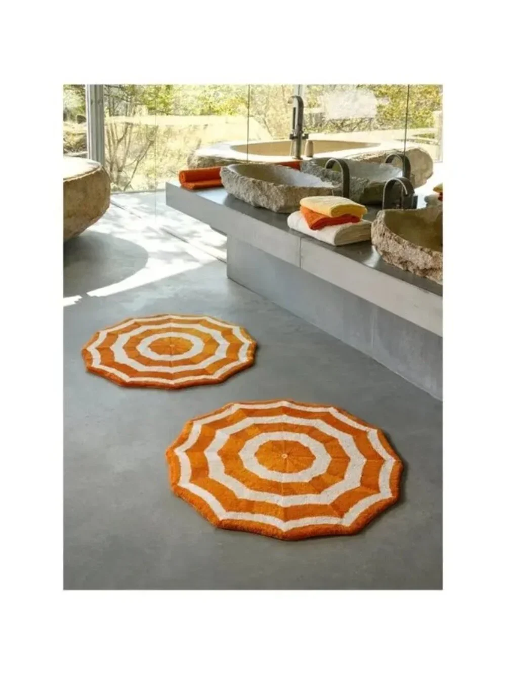 NWT Abyss & Habidecor Parasol Bath Rug Tangerine Size 35